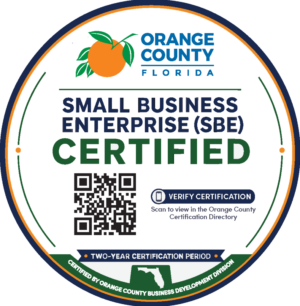 We are now Small Business Certified with Orange County, FL